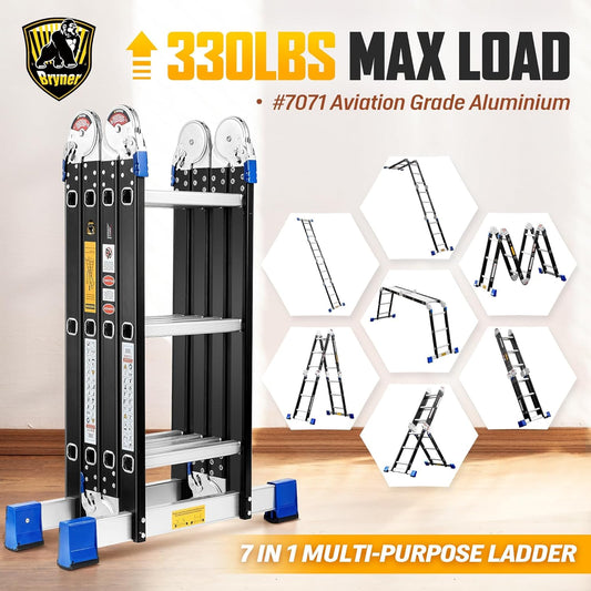 12-foot multi-functional aluminum alloy folding telescopic ladder