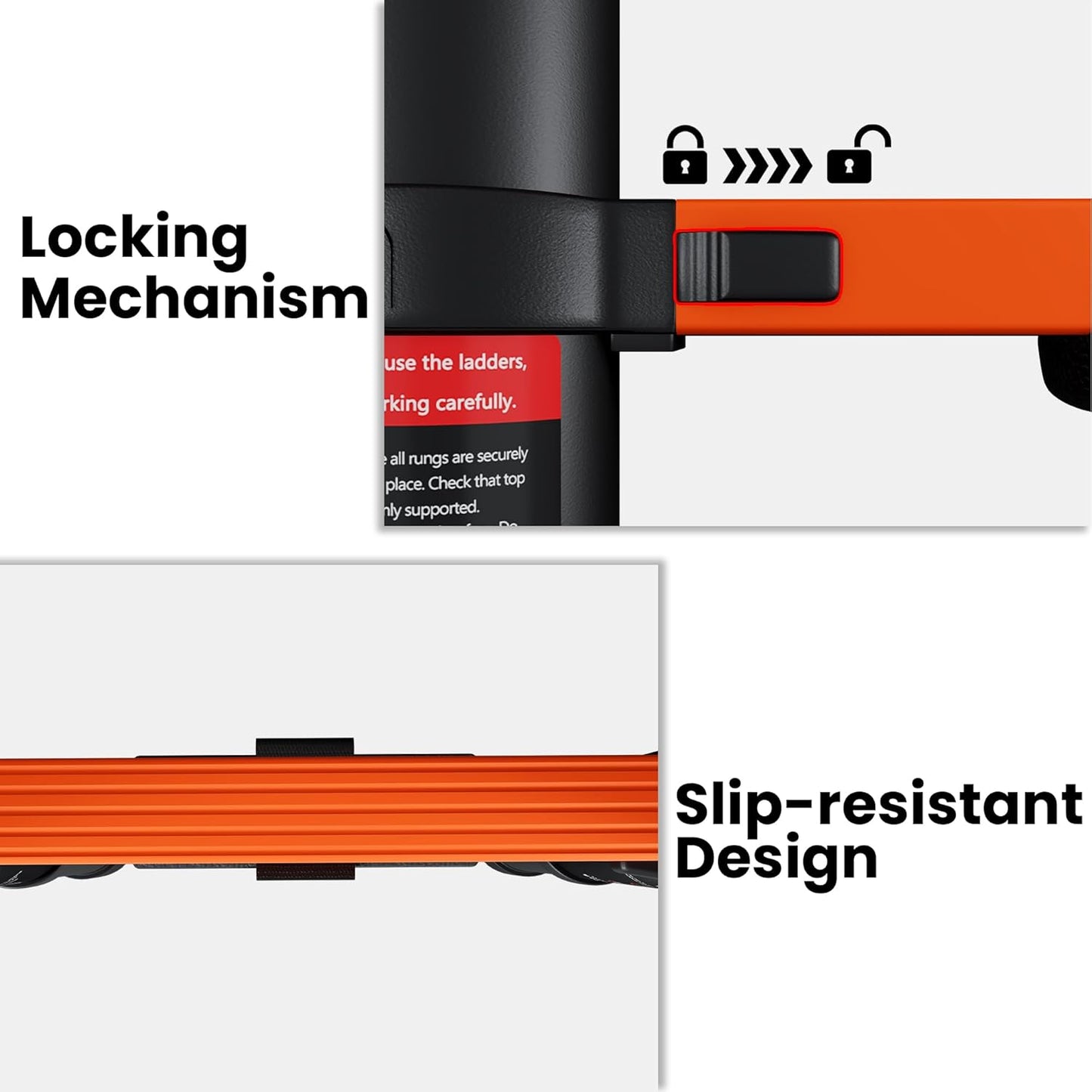 16.5-foot telescopic ladder, made of aluminum alloy, with a weight capacity of 330 pounds.